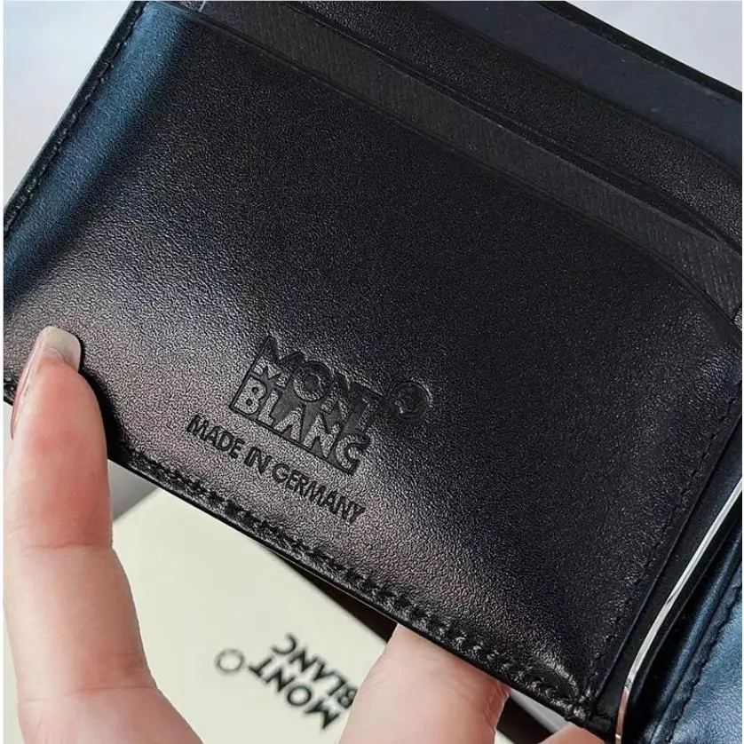 Men`s Wallet Montblanc Black Leather Slim Luxury with Money Clip No.MB5525