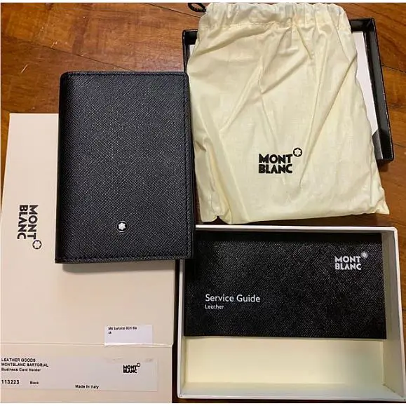 Sartorial 4CC Card Holder Montblanc Black Leather Mini Wallet Italy - Luxury