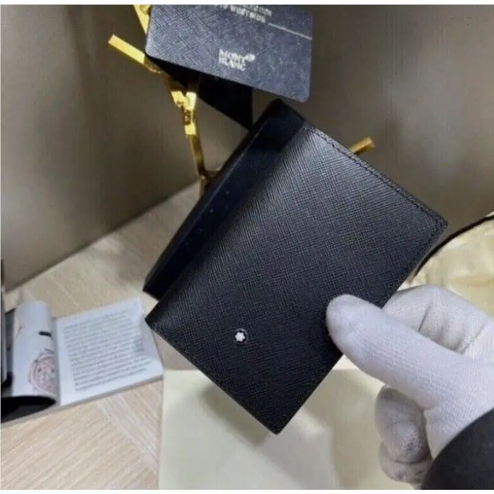 Montblanc Mont Blanc Black Leather Card Holder Sartorial 4CC Mini Wallet MB113223