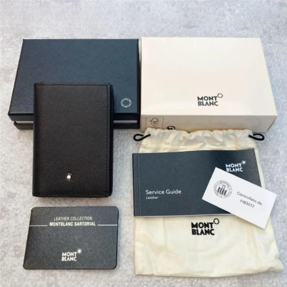 Montblanc Black Leather Card Holder Sartorial 4CC Mini Wallet MB113223