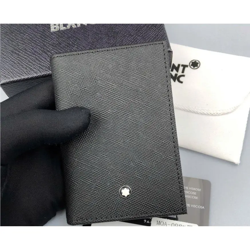 Montblanc Black Leather Card Holder Sartorial 4CC Mini Wallet MB113223