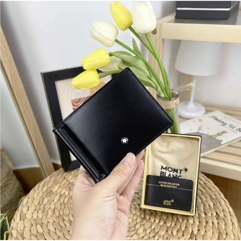 Montblanc Meisterstuck Black Leather Wallet MB5525 6CC Money Clip Box