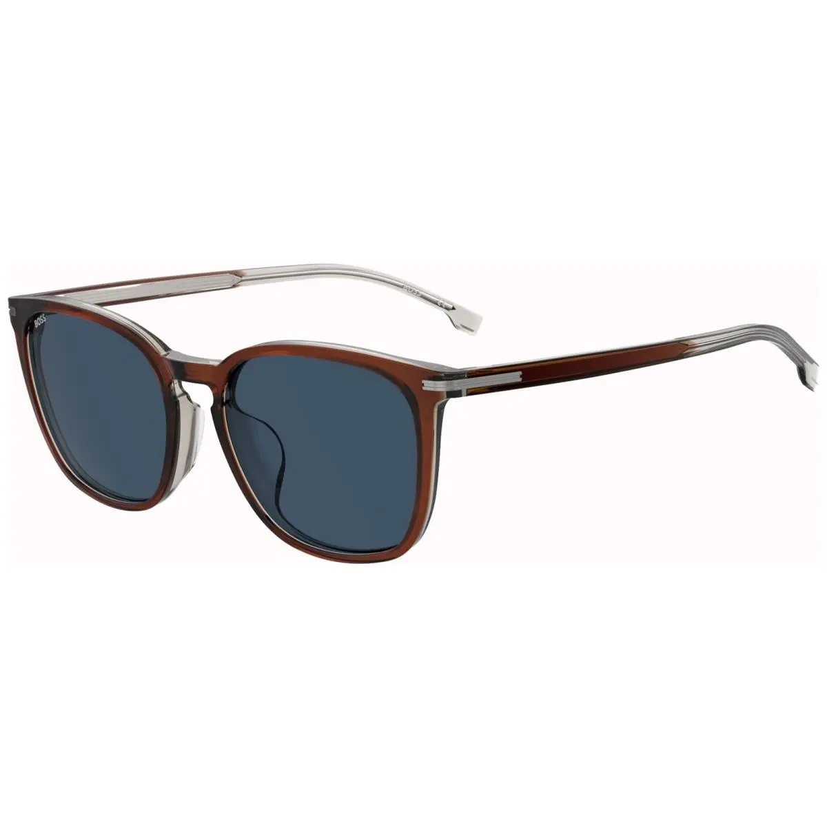 Hugo Boss Men`s Brown Soft Square Sunglasses w/ Keyhole Bridge - 1668FSK 009Q KU