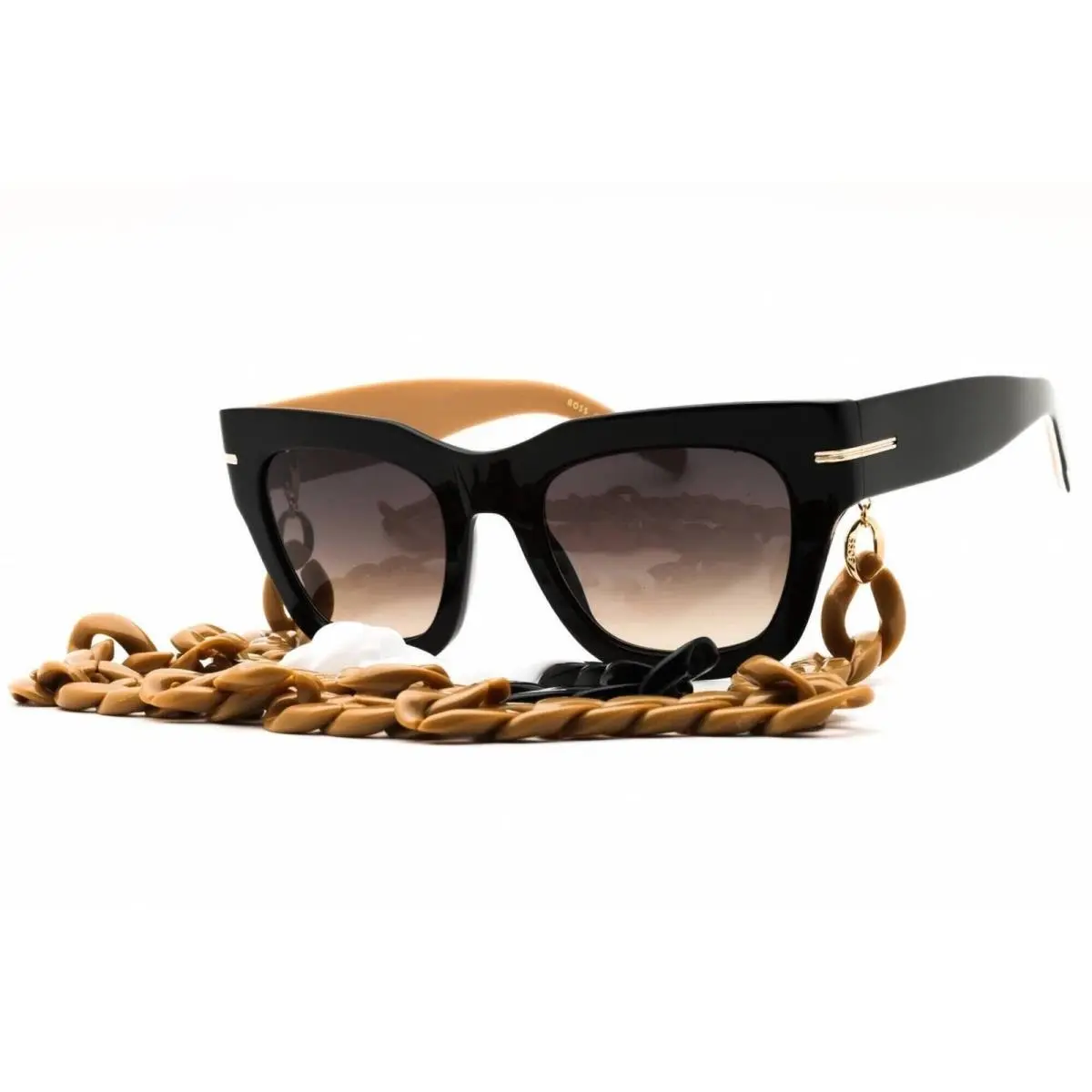 Women`s Sunglasses Black/beige Plastic Full Rim Frame 1520/N/S 00WM PR by Hugo Boss