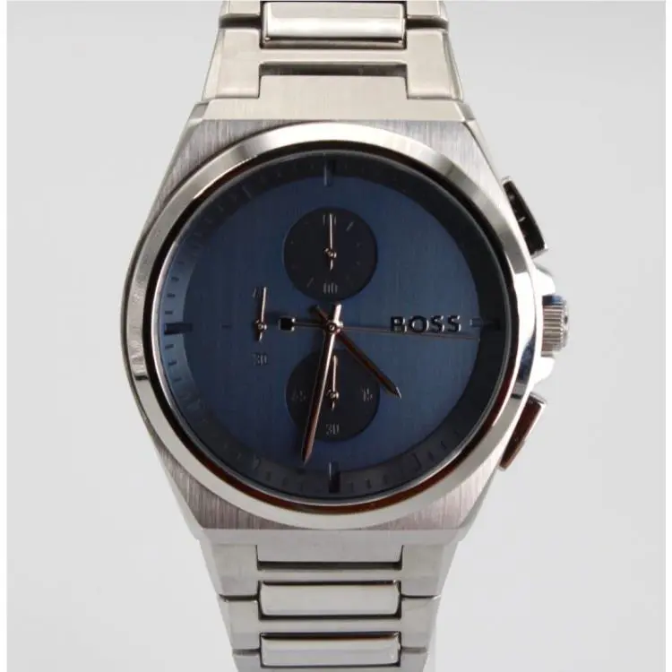 Hugo Boss 46 MM HB 1514048 Steer Chrono Stainless Steel Blue Men Watch