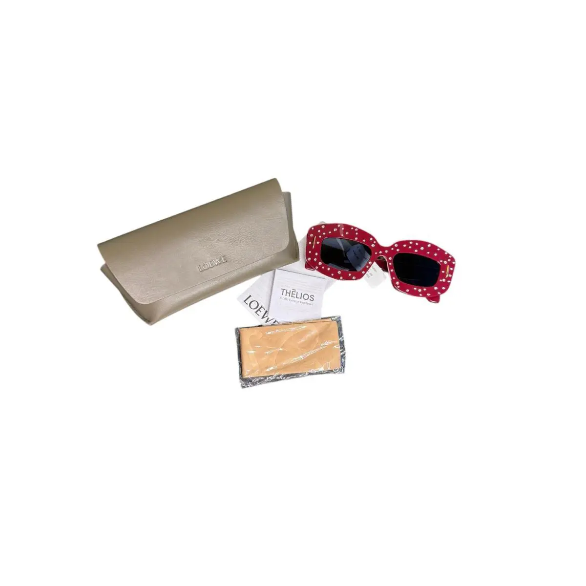 Loewe Starry Night Red Acetate Rectangle Sunglasses W/leather Case