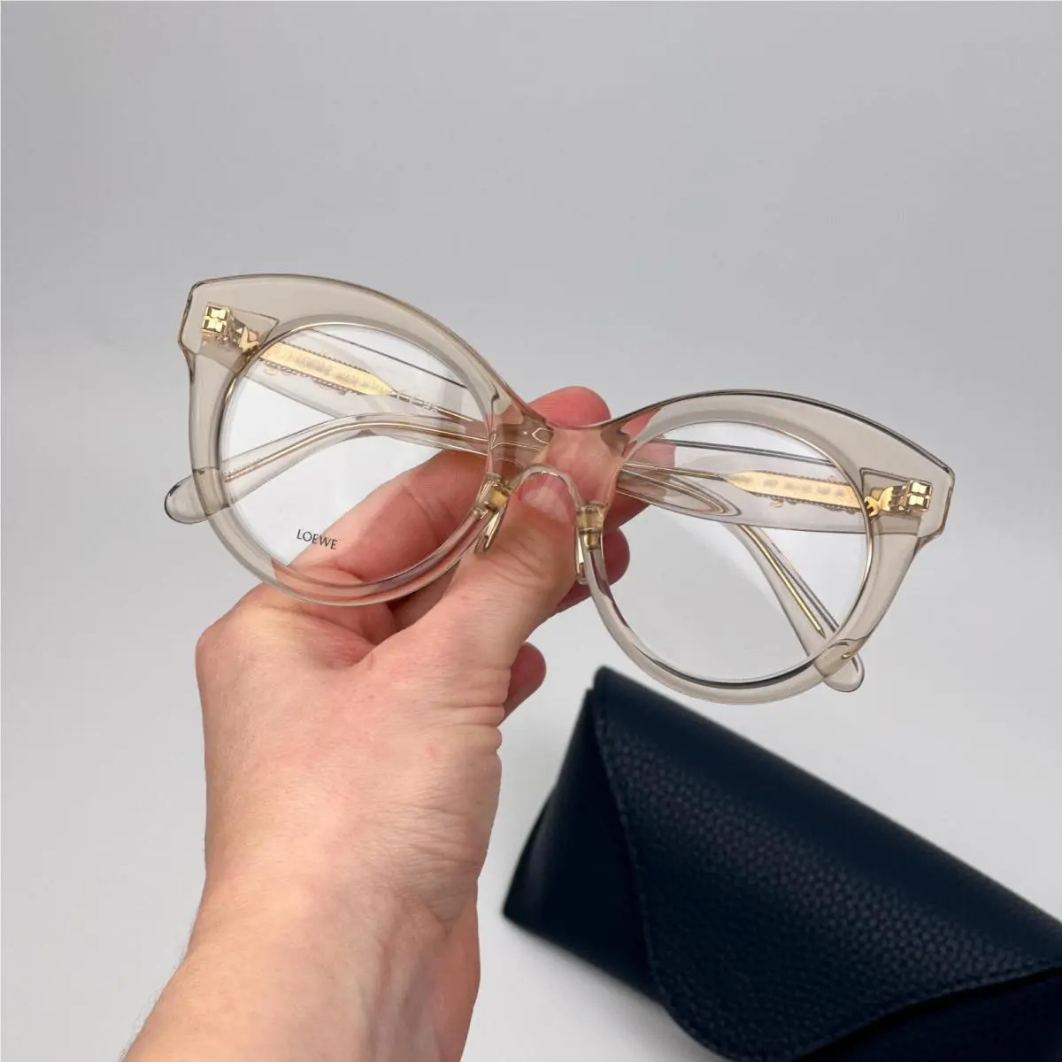 Loewe Women Eyeglasses Beige Demo Round LW50074F Curvy 057