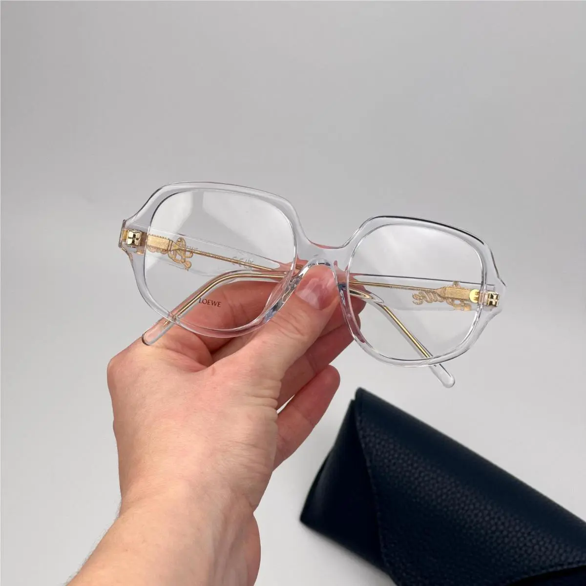 Loewe Women Eyeglasses White Crystal Demo Round LW50049I Slim 022