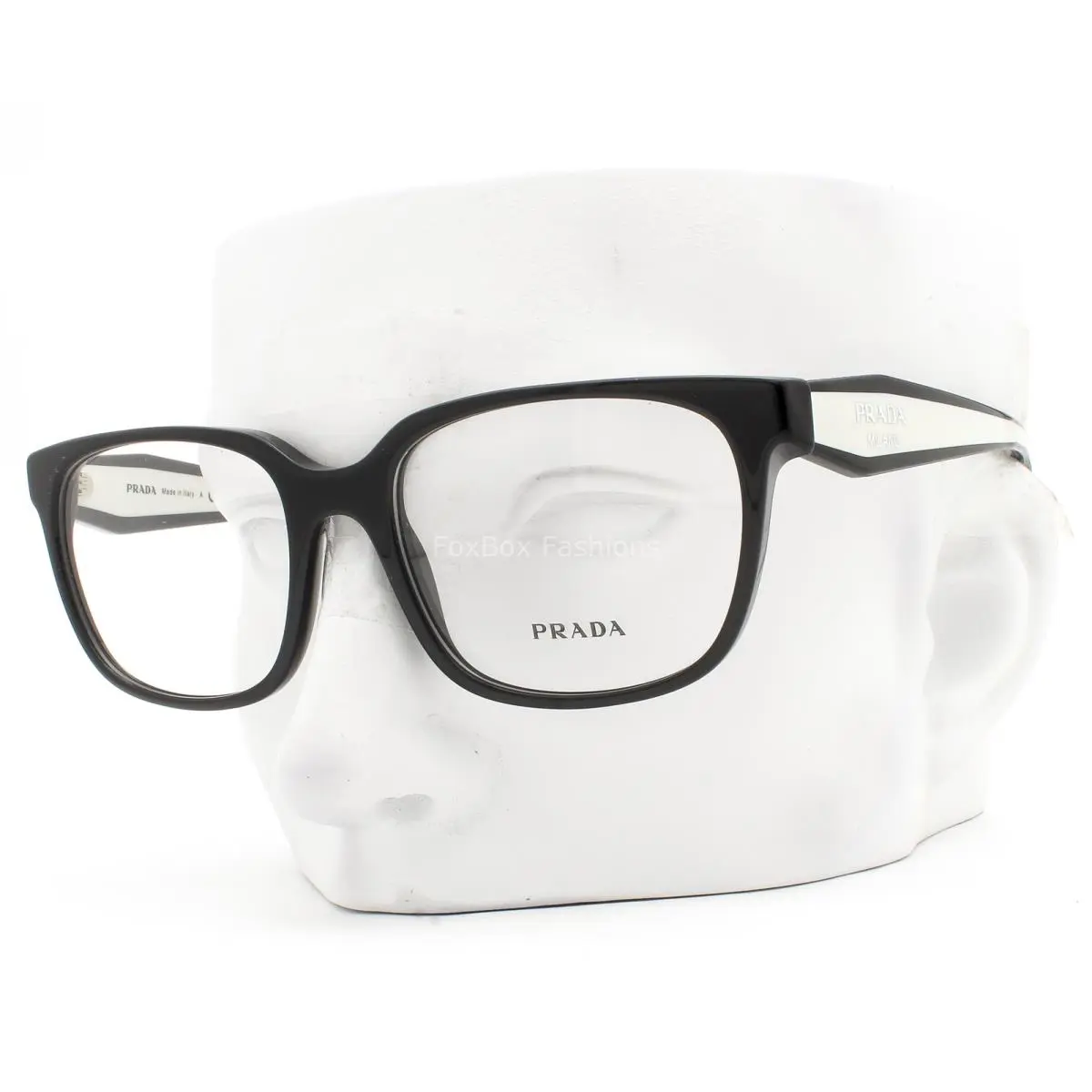 Prada Eyeglasses Glasses Vpr 17Z 1AB-1O1 Polished Black on White 54mm with Case