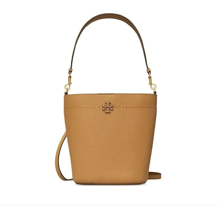 Tory Burch Mcgraw Leather Bucket Bag Tiramisu Brown Tan