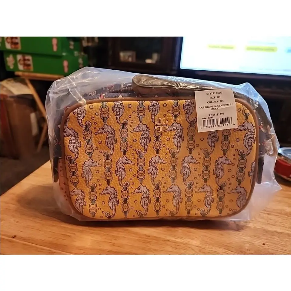 Tory Burch Seahorse Multi Printed Makeup Bag Wristlet