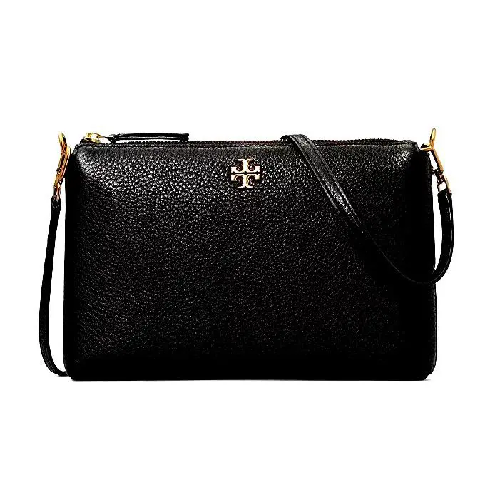 Tory Burch Mercer Pebbled Leather Zip Crossbody Bag Black W/ Dust Bag