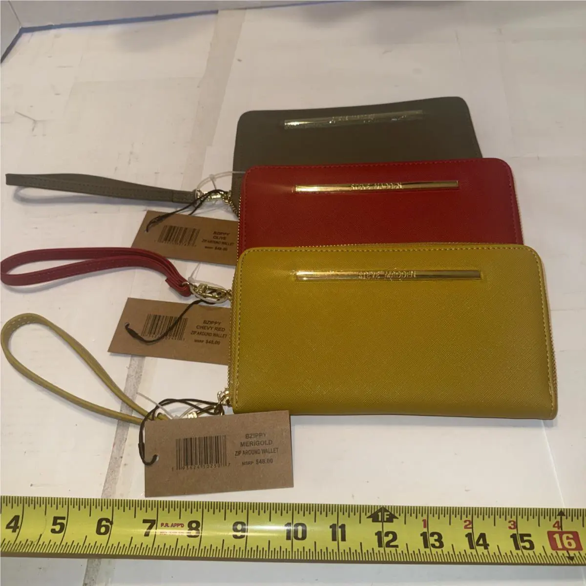 Lot Of 3 Steve Madden Women`s Wrist Strap Bzippy Zip Around Wallets One Size
