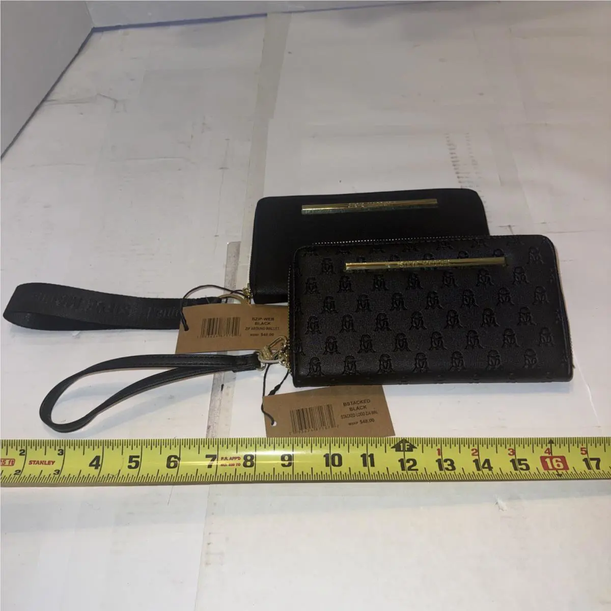 Lot Of 2 Steve Madden Women`s Wrist Bstacked Bzip Wallet Black One Size