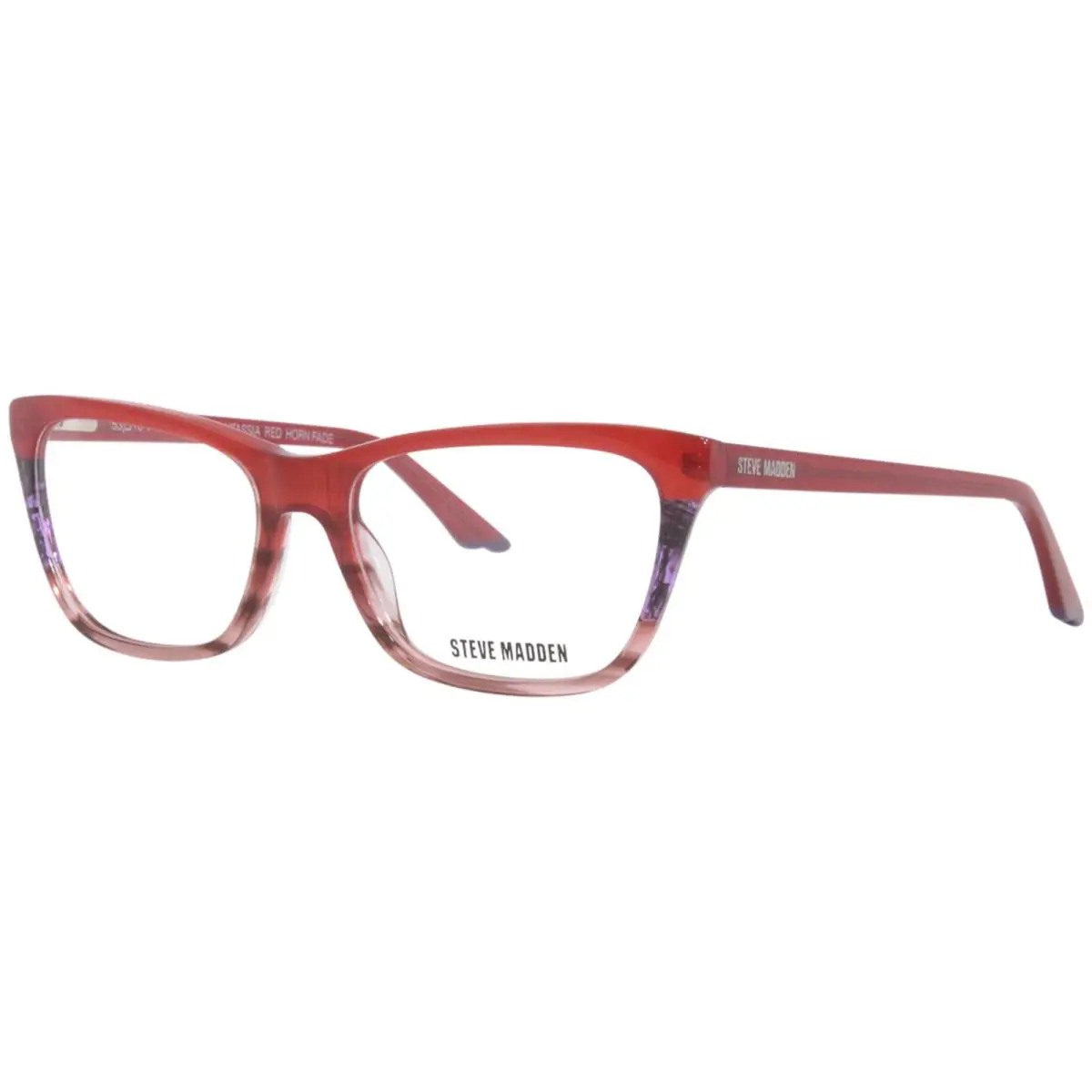 Steve Madden Fantassia Eyeglasses Frame Women`s Red Horn Fade Cat Eye 53mm - Frame: Red
