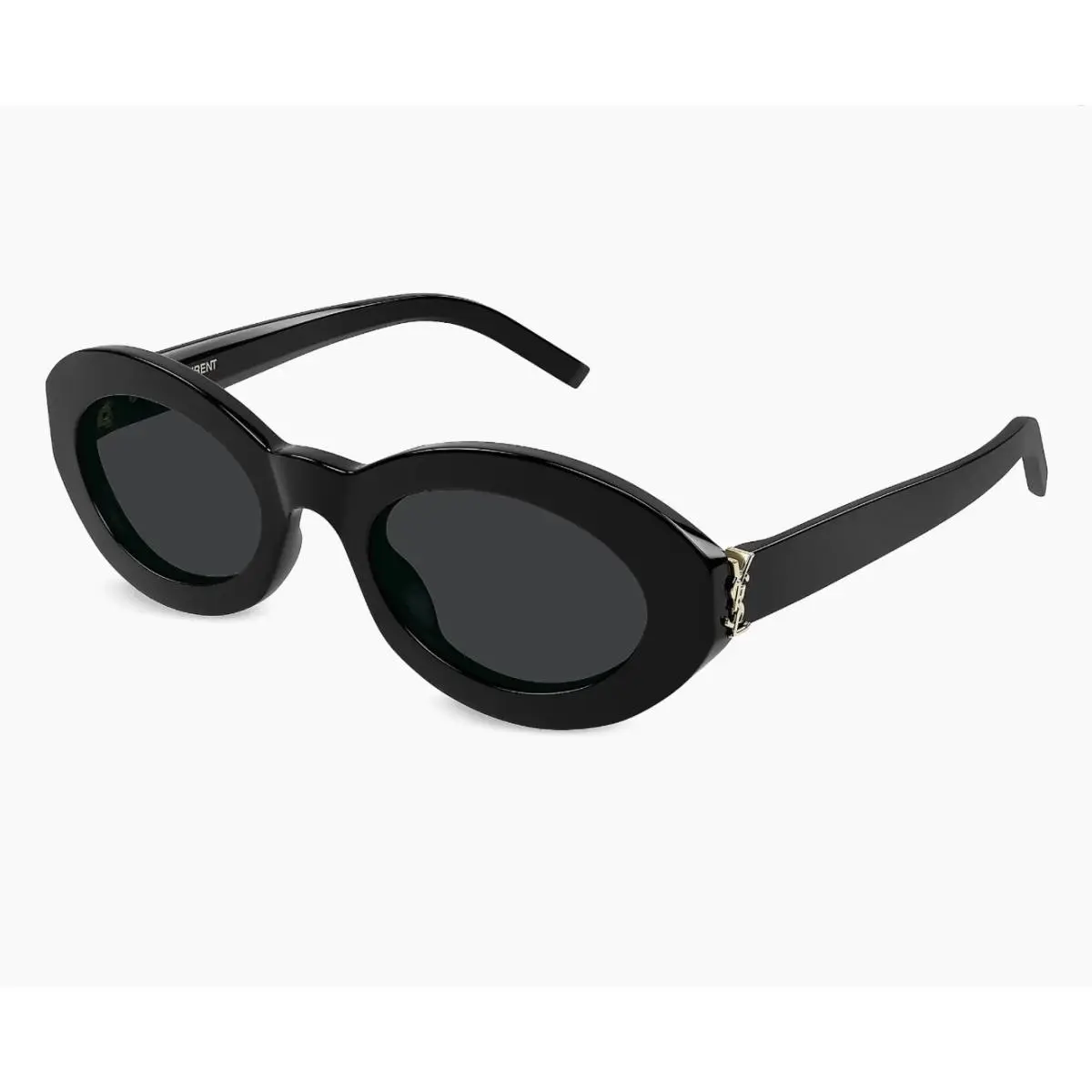 Saint Laurent SL M136 001 Black Gold Dark Grey Lenses Sunglasses Oval by Yves Saint Laurent