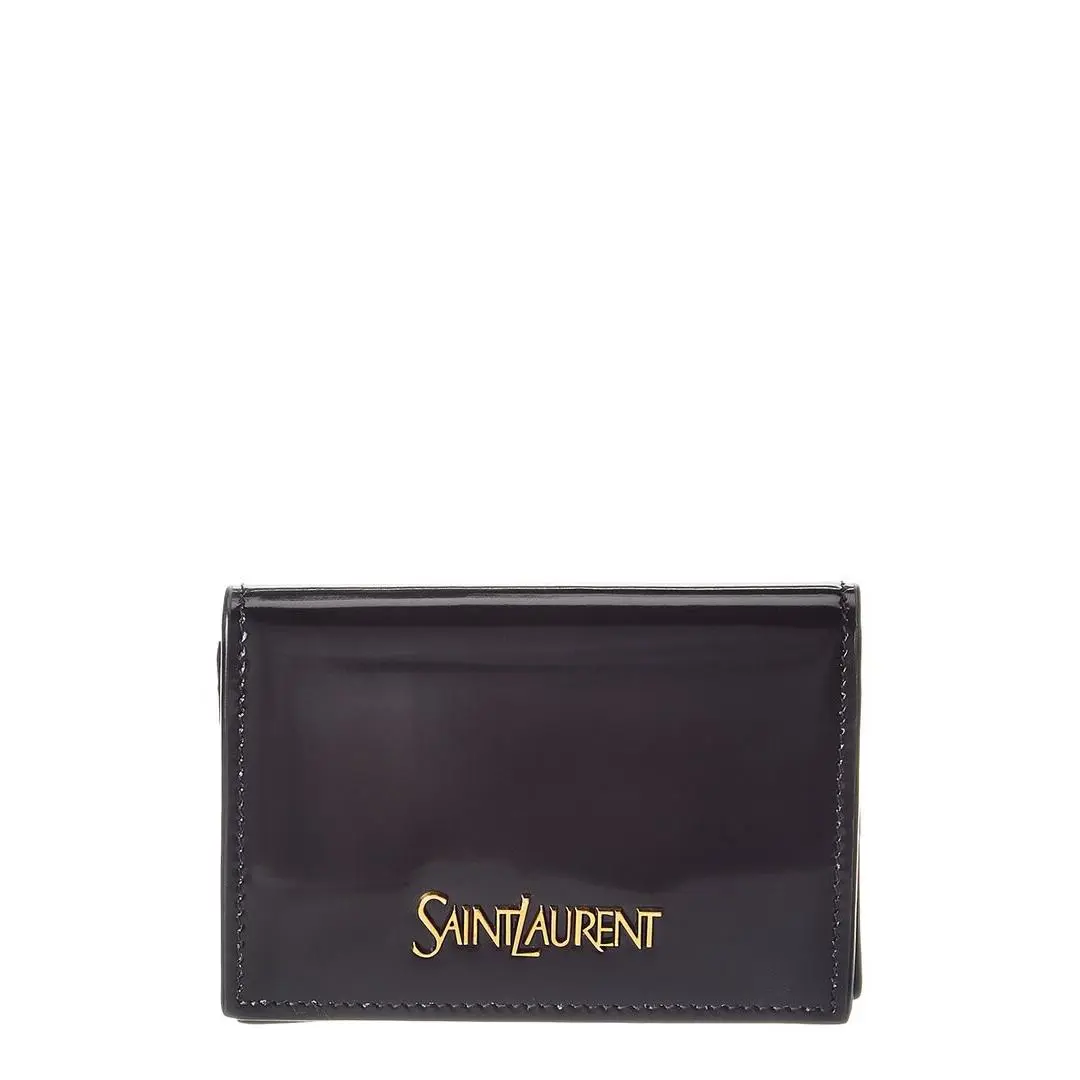 Saint Laurent Signature Leather Card Case Women`s Black