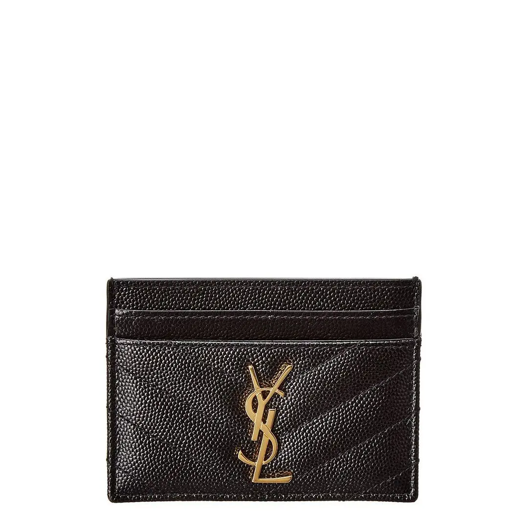 Saint Laurent Monogram Matelasse Leather Card Holder Women`s
