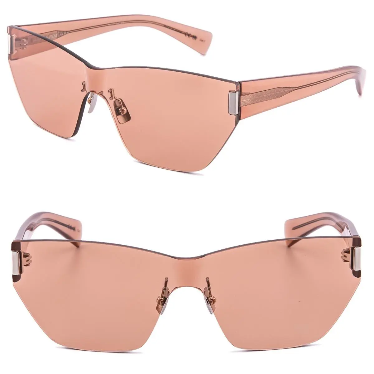 Saint Laurent SL 755 SL755 Crystal Pink Rimless Cat Mask Sunglass 004