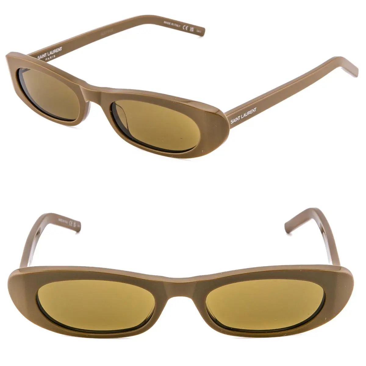 Saint Laurent Shade SL 557 SL557 Licorice Brown Narrow Slim Oval Sunglasses 006