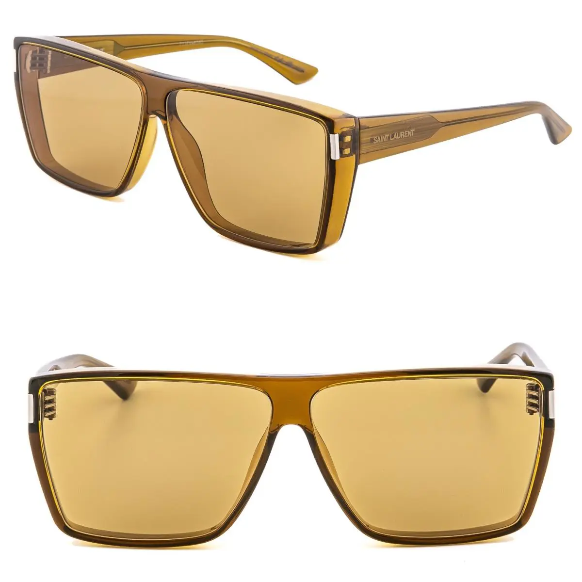 Saint Laurent SL 756 SL756 Crystal Brown Geometric Mask Sunglasses 004