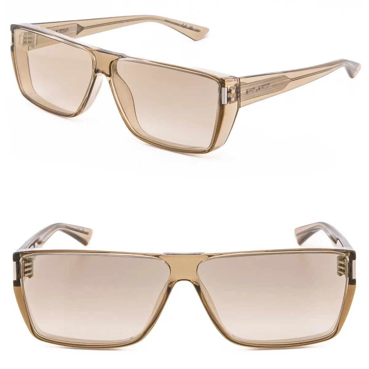 Saint Laurent SL 757 SL757 Crystal Beige Geometric Mask Sunglasses 003