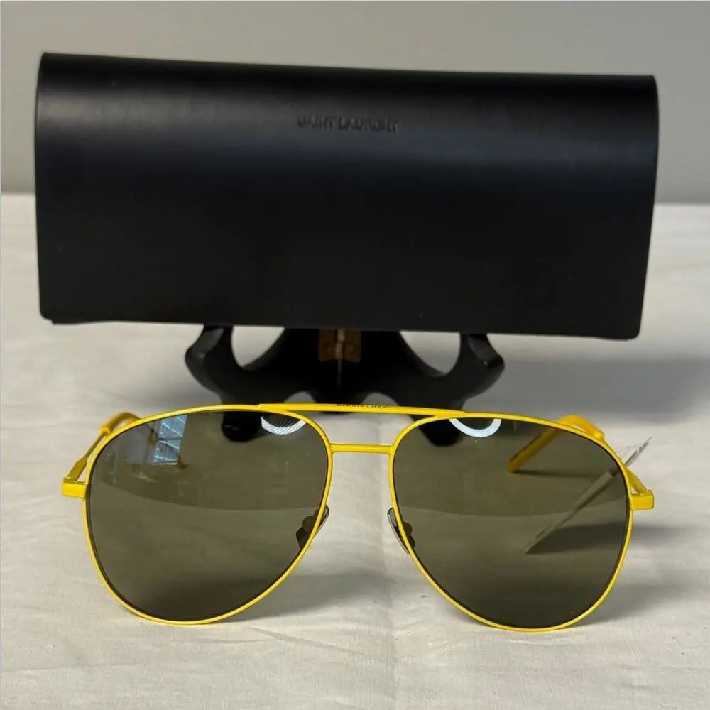 Saint Laurent 59mm Aviator Sunglasses – Yellow Frame