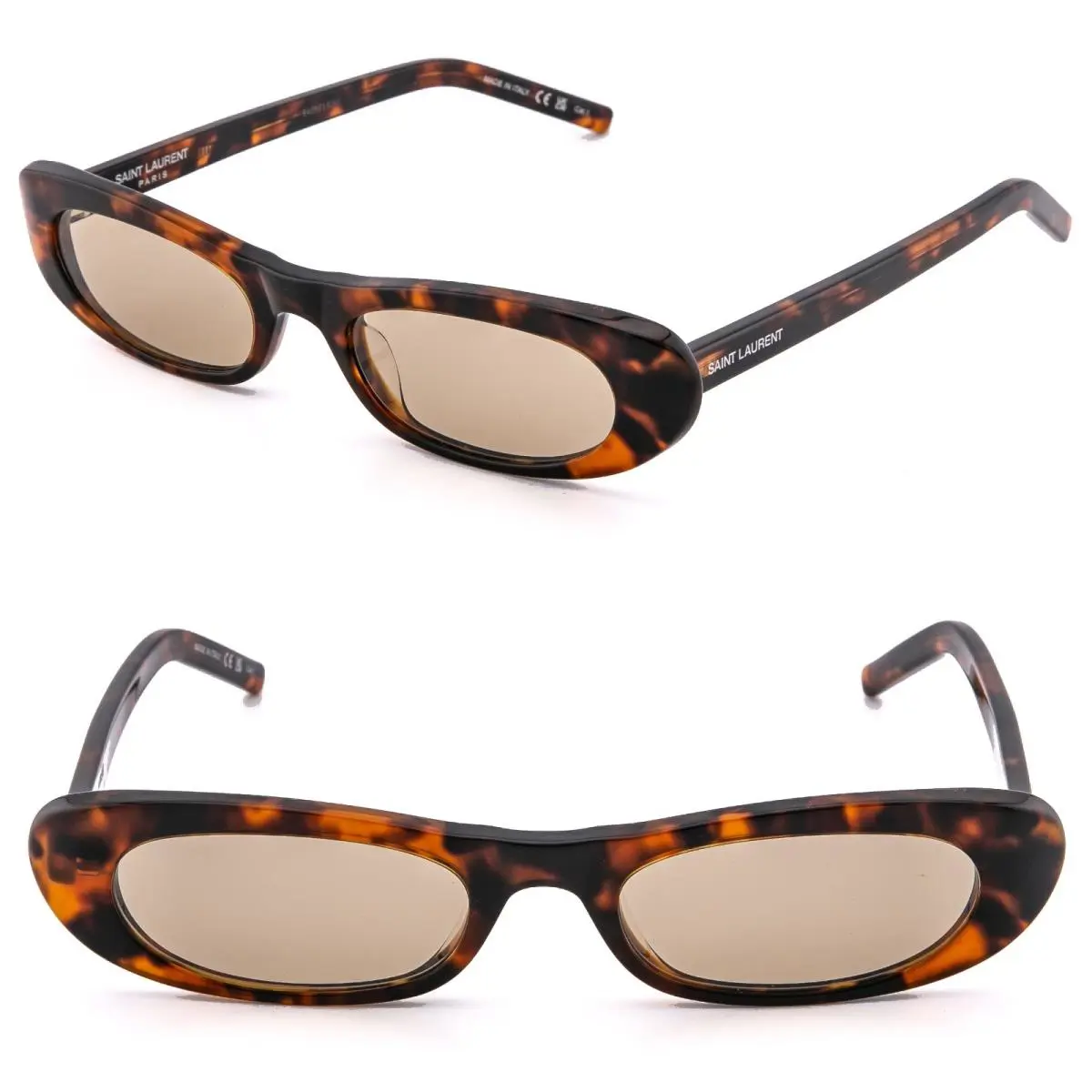 Saint Laurent Shade SL 557 SL557 Brown Havana Narrow Slim Oval Sunglasses 008