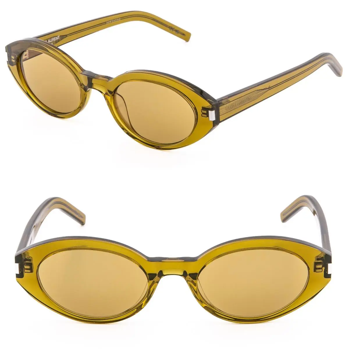 Saint Laurent Shade SL 567 SL567 Crystal Brown Narrow Slim Oval Sunglasses 004