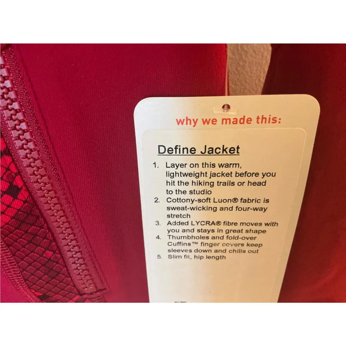 Lululemon clothing - Define - Define - Red 0