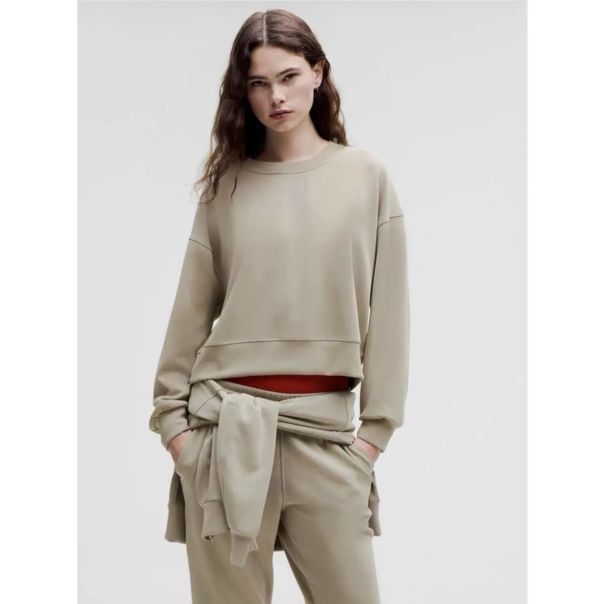 Lululemon Softstreme Perfectly Oversized Cropped Crew Riverstone Loose