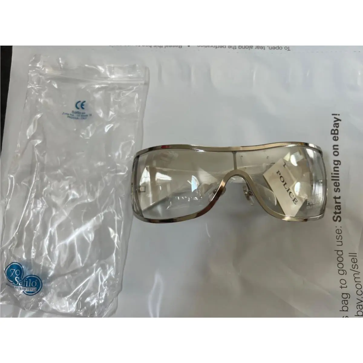 Police Unisex Clear/wht Sunglasses Model TZ8711 Size 75 13 125 Made IN Italy