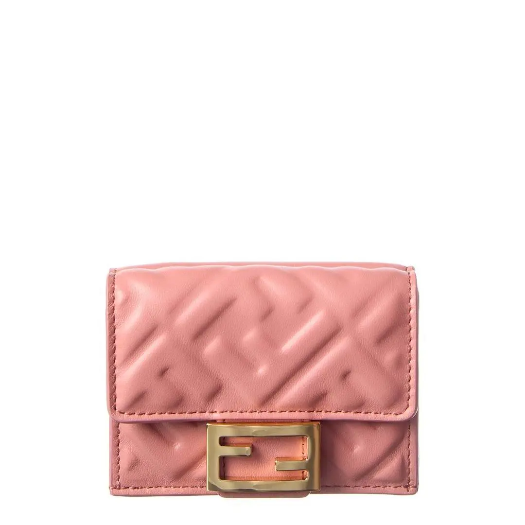Fendi Micro Trifold Leather Wallet Women`s Pink