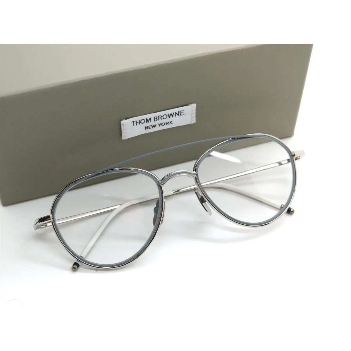 Thom Browne TB-109-B-SLV-GRY Silver/grey 53mm Aviator Eyeglasses