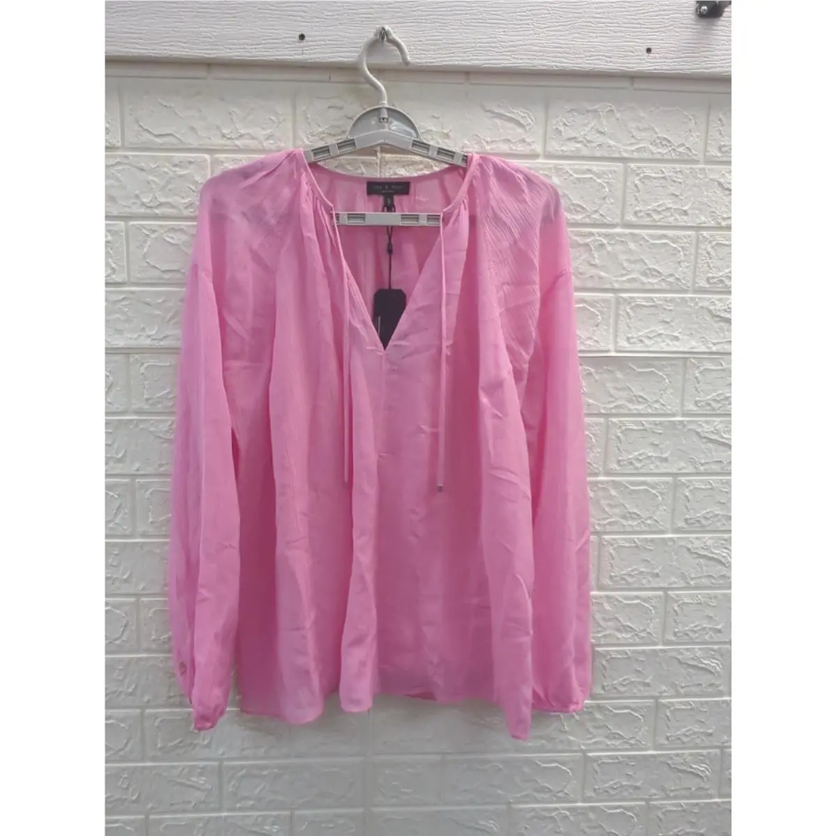 Rag Bone Melody Tie Neck Top Women`s Size S/p