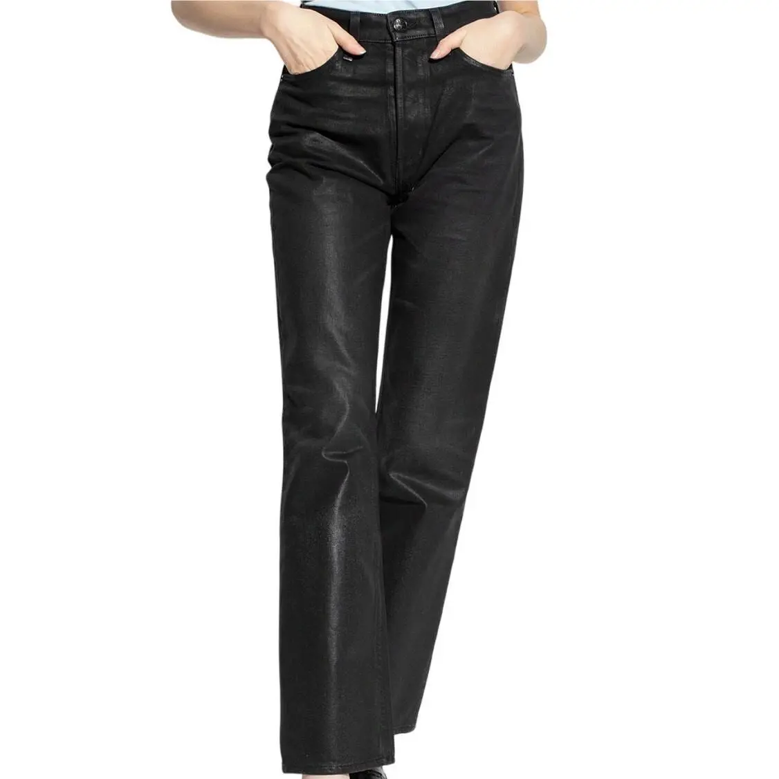 Rag Bone Alex High Rise Straight Denim Jeans Worn Black Color Size 32