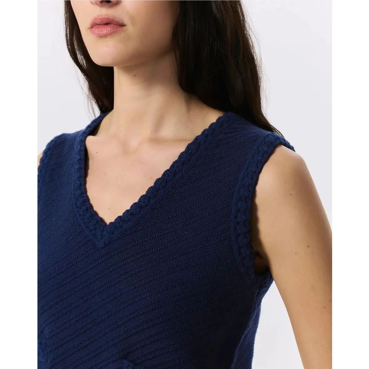 Rag Bone S Small Blaire V Neck Vest Indigo Blue Knit Sleeveless Sweater