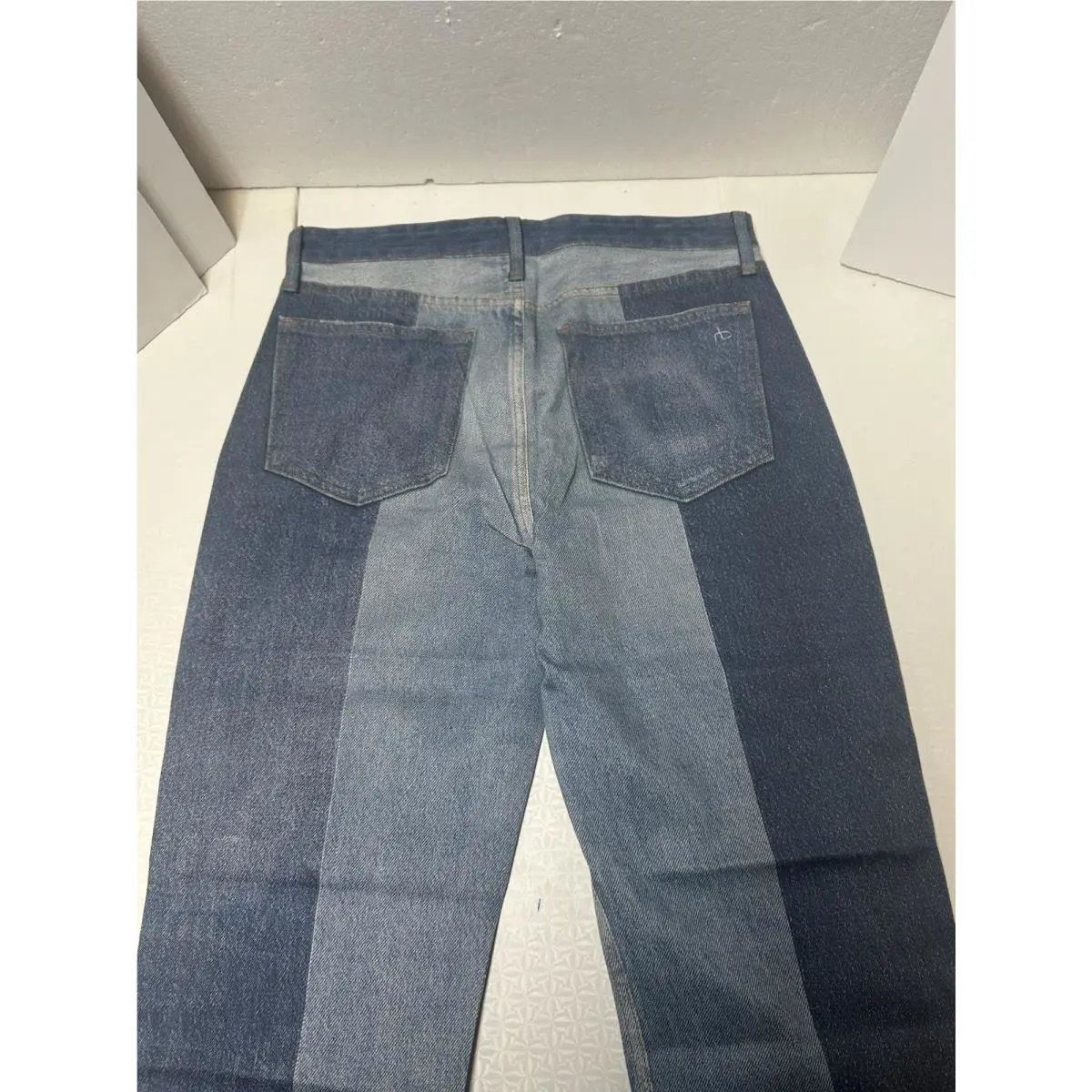 Rag Bone Stretch Miramar Nina Cigarette Byron Patch Work Jeans in Blue Size 27