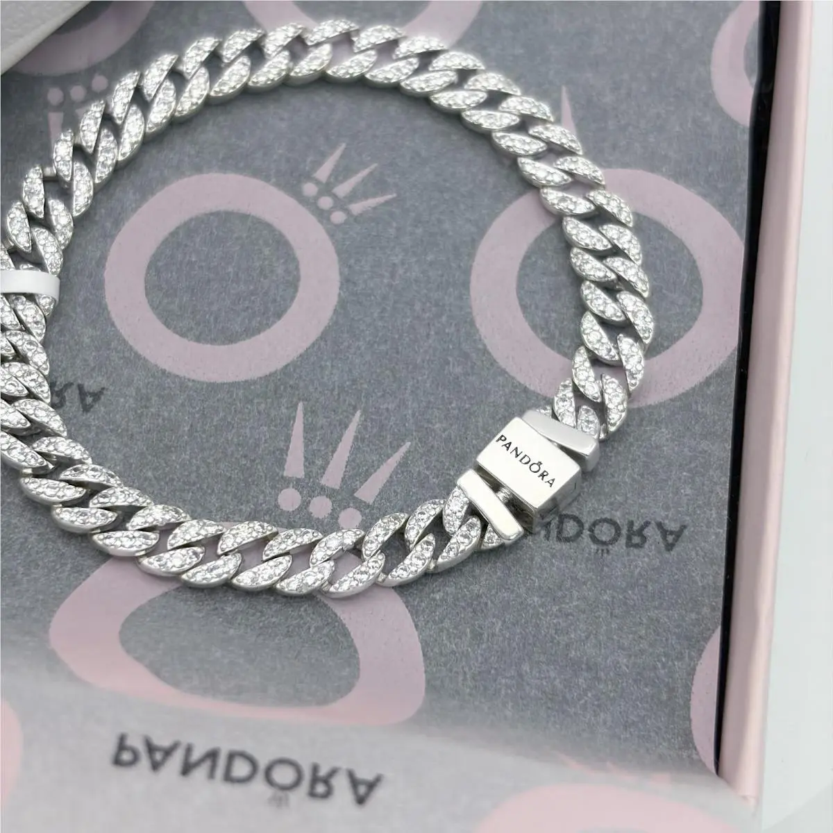 Pandora Timeless Pavé Cuban Chain Unisex Sterling Silver Bracelet
