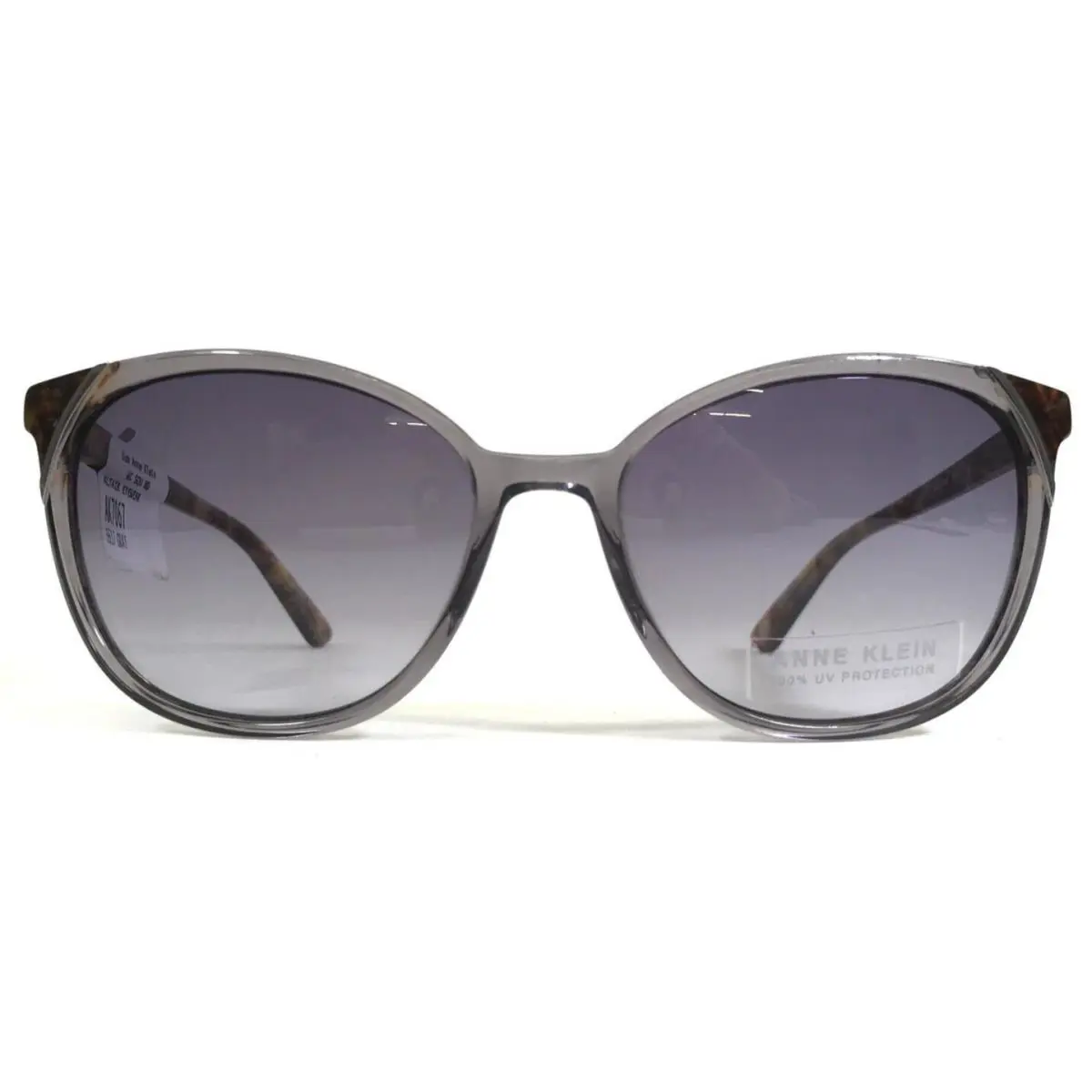 Anne Klein Sunglasses AK7067 036 Grey Tortoise Round Frames with Purple Lenses