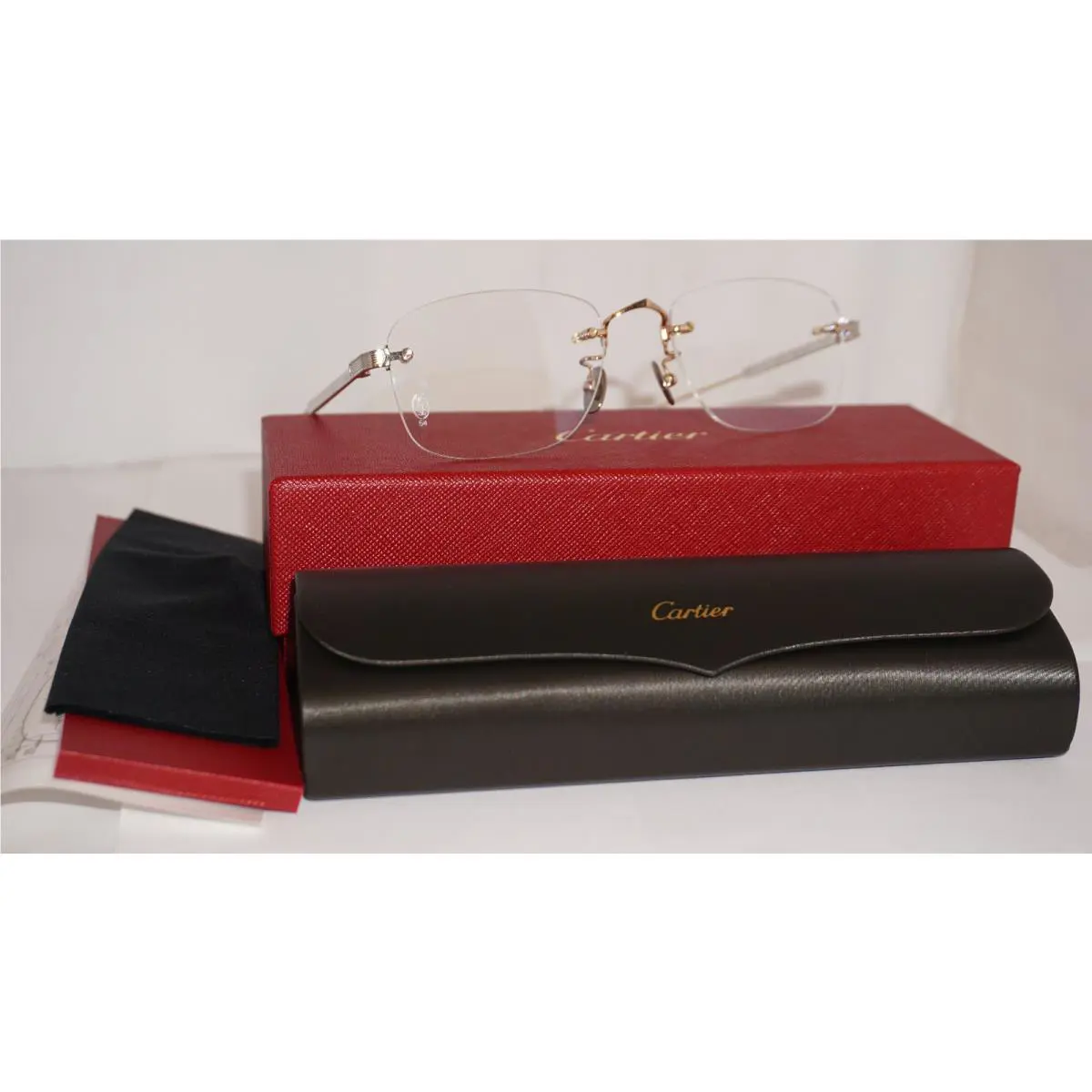 Cartier Eyeglasses Rimless Gold Silver CT0228O 001 54 20 145