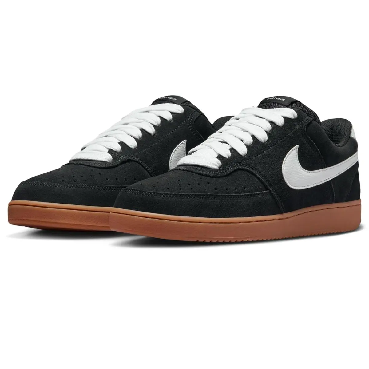 Man`s Sneakers Athletic Shoes Nike Court Vision Low Flyease - Black/White/Gum Med Brown