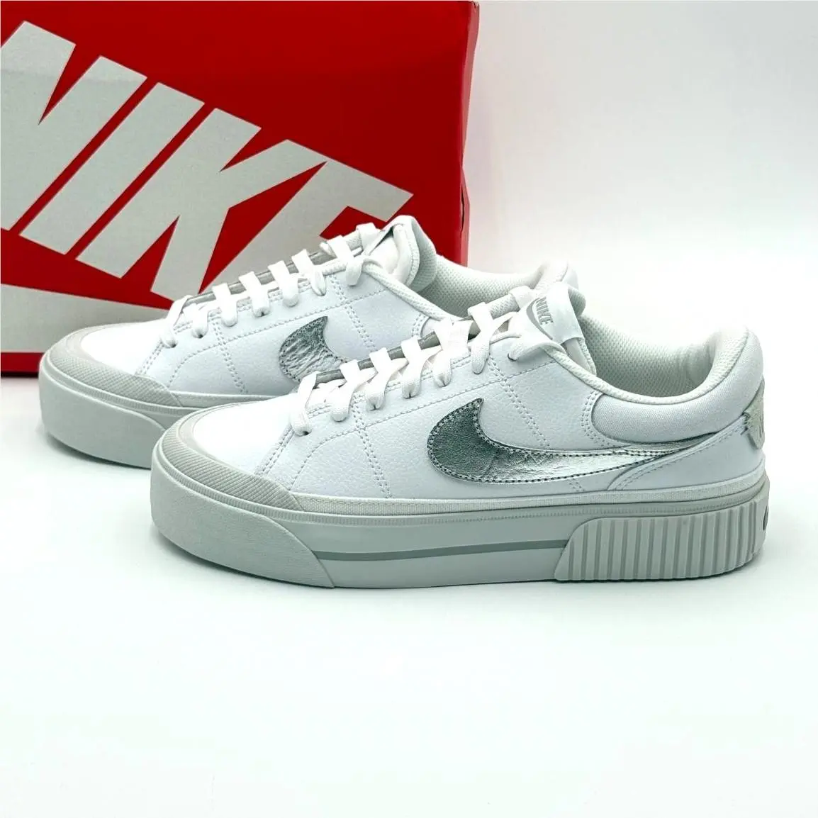 Nike shoes - Nike Court Legacy Lift - Court Legacy Lift - HQ2307-100 - White, Manufacturer: White / Metallic Silver 7