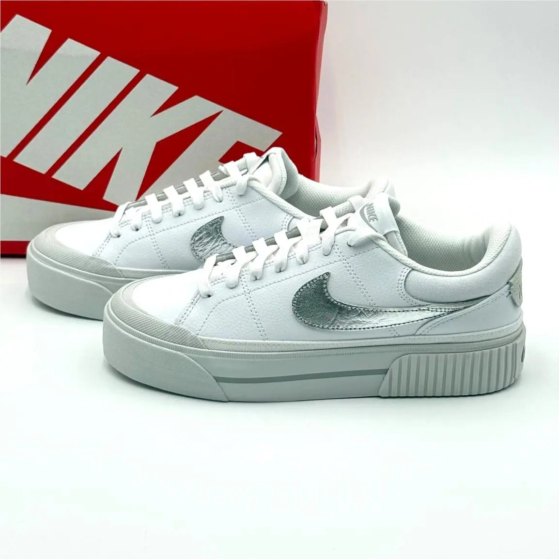 Nike shoes - Nike Court Legacy Lift - Court Legacy Lift - HQ2307-100 - White, Manufacturer: White / Metallic Silver 7