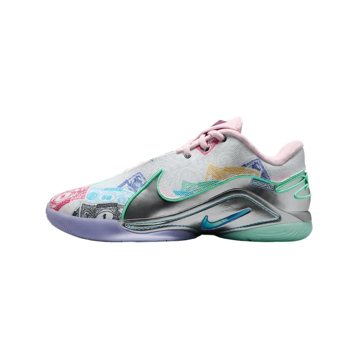 Nike Mens` Lebron Xxii Currency Basketball Shoes - White/green/pink/baltic Blue - White/Green Glow/Pink Foam/Baltic Blue