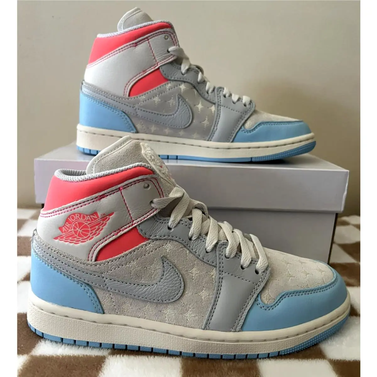 Nike Women`s Size 6.5 Air Jordan 1 Mid IM7420 133 Blue Basketball Sneaker