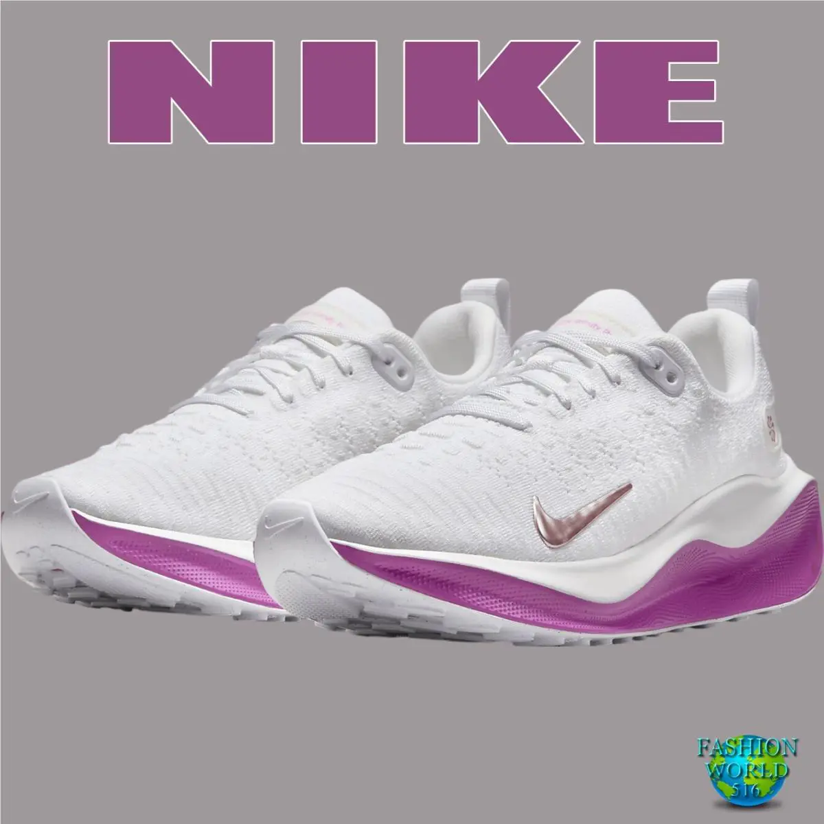 Nike Reactx Infinity Run 4 Women`s Running Shoe Size 12 DR2670-108 White Fuchsia