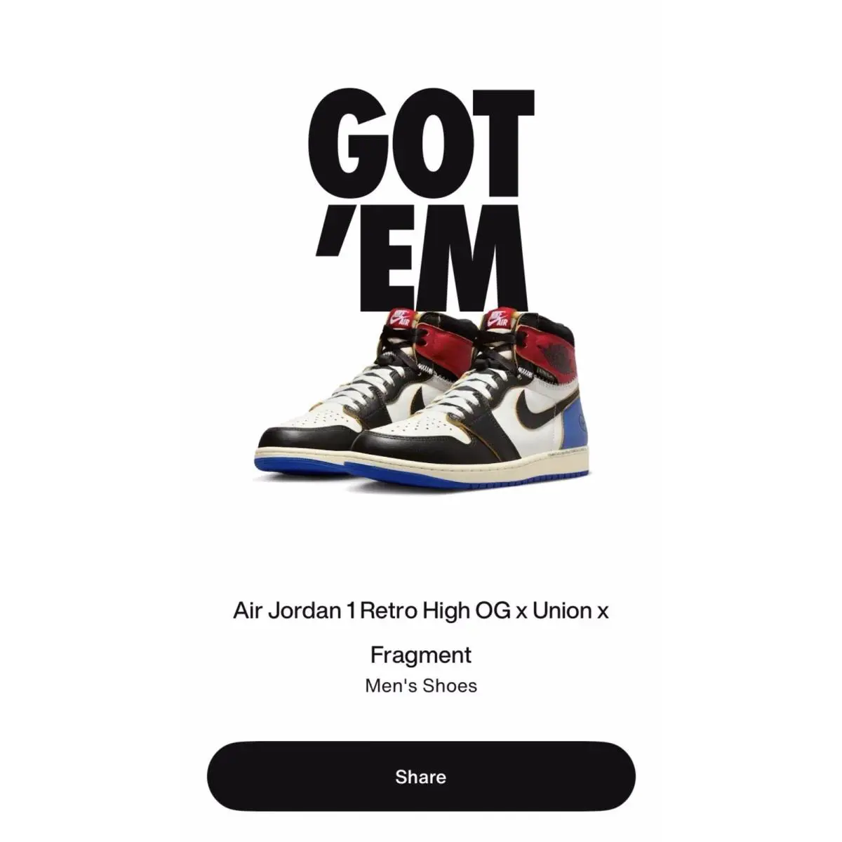 Nike shoes - Fragment Design x Union LA x Air Jordan 1 Retro OG - IO7847-002 - Multicolor, Manufacturer: Black/White-Varsity Red-Sport Royal 3