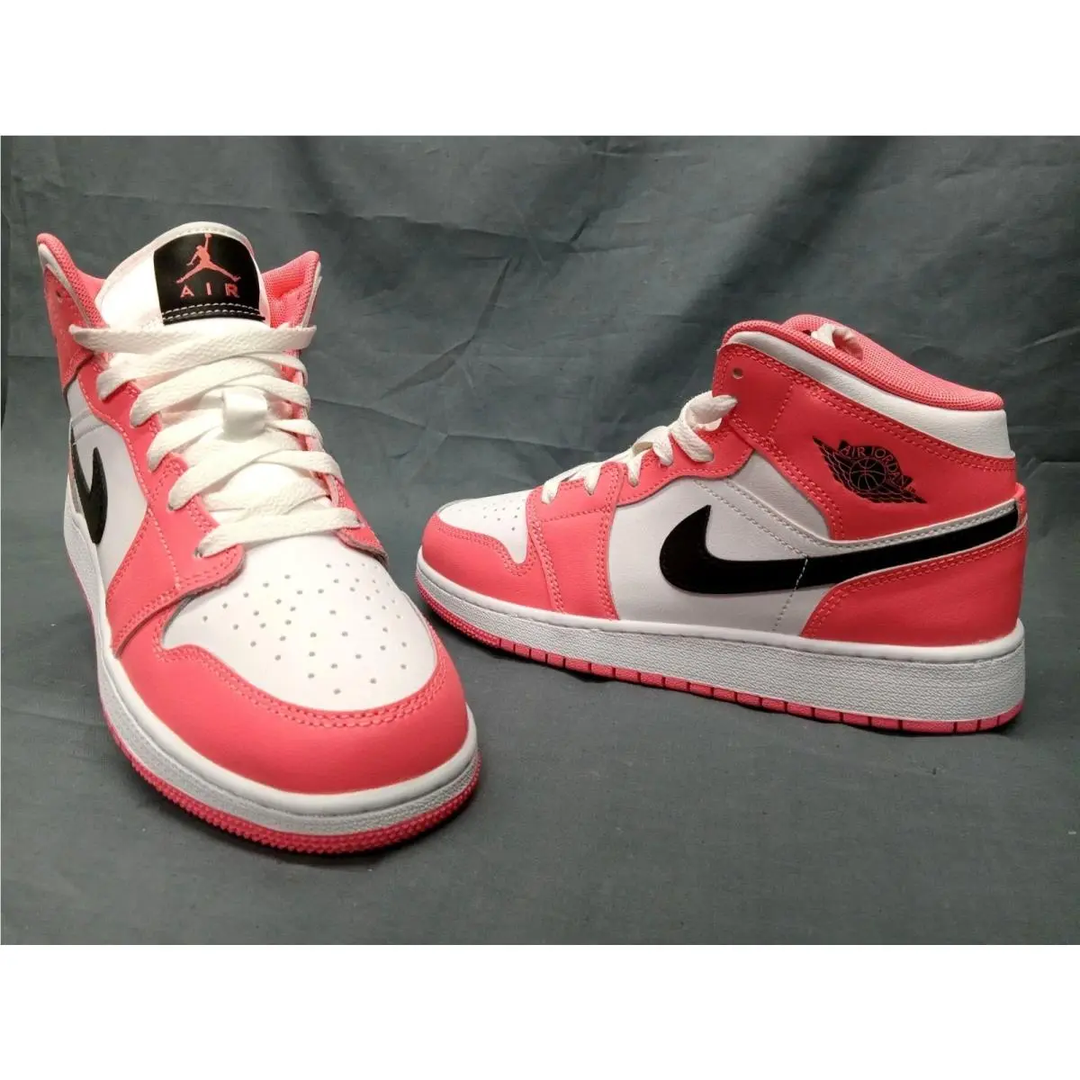 Nike Air Jordan 1 Mid GS Pink Gaze Black White Girls Size 5