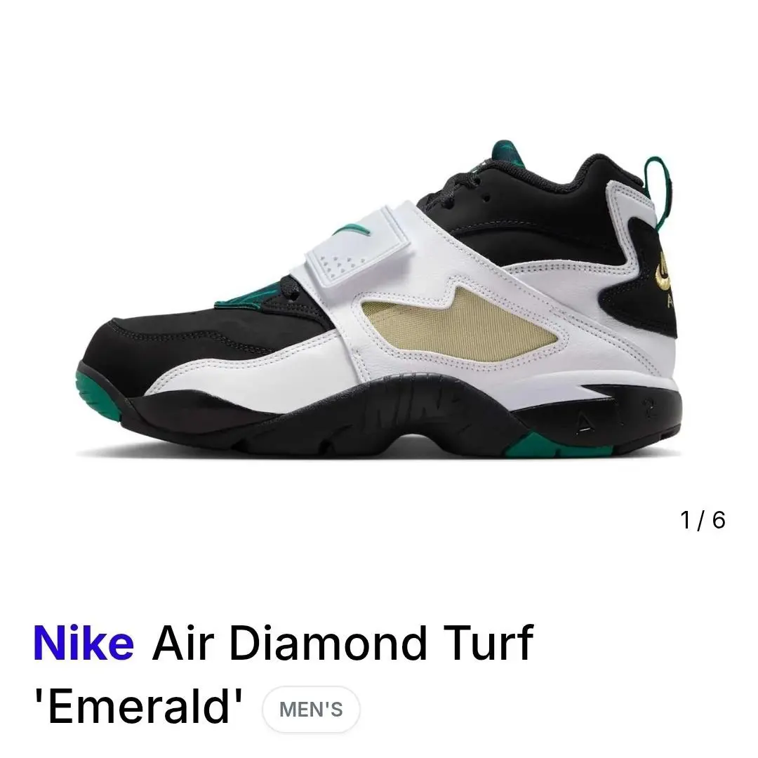 Nike Air Diamond Turf `93 Emerald Men`s Shoes Size 10.5 IB2240-001 - Black